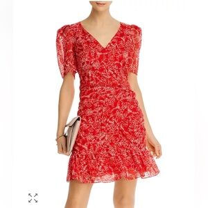 Parker Elegant Red Floral Silk Dress